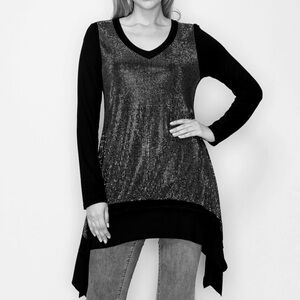 Vocal Black and Silver Long Sleeve Top